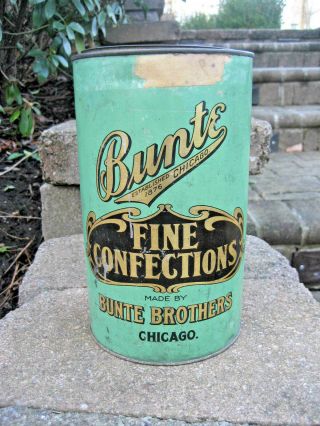 Vintage Bunte Fine Confections Tin Can.  Country Store