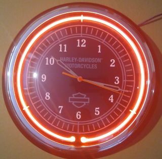 Harley Davidson Orange Neon Wall Clock
