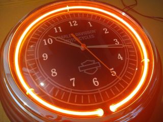 Harley Davidson Orange Neon Wall Clock 2