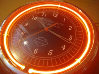 Harley Davidson Orange Neon Wall Clock 3