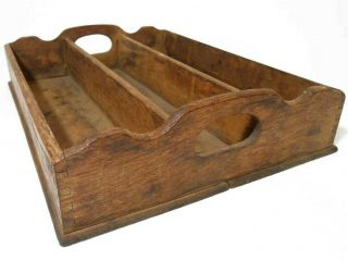 Mid - Late 19th C American Antique Primitive 3 - Bay Figured Maple Wooden Knife Tray