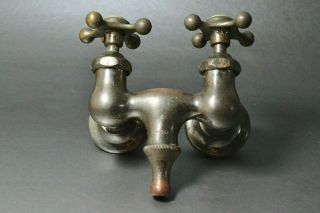 Vtg Antique Hajoca Claw Foot Porcelain Tub Faucet Art Deco Victorian Nickel