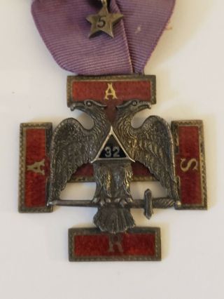 Antique Masonic Knights Templar Scottish Rite California Consitory Silver Medal 3