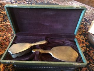 Vintage Tiffany Sterling Silver Mirror And Brush Vanity Set With Case