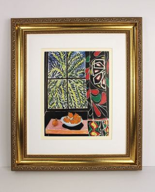 1948 Henri Matisse Antique Print Interieur Au Rideau Egyptien Framed Signed