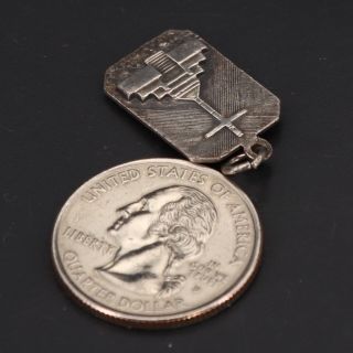VTG Sterling Silver - Our Lady of Medjugorje Etched Cross Medal Pendant - 2g 3