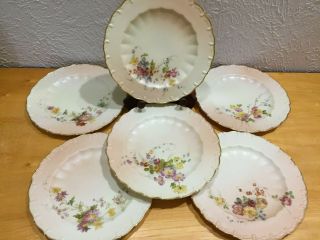 Gorgeous Set Of 6 Antique Handpainted Royal Worcester England Luncheon Plates