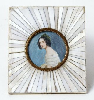 Fine Antique 19th Century Portrait Miniature Of A Lady 3