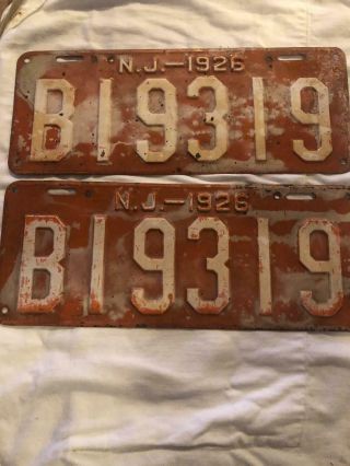 Rare 1926 Jersey Car License Plate Tag Set Chevrolet Ford Plymouth