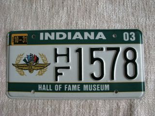 Indiana Indianapolis Motor Speedway Hall Of Fame Museum License Plate Hf1578