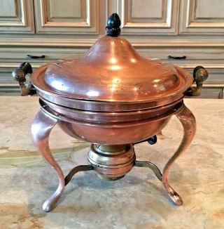 Antique Copper Chafing Pan S Sterneau Co York - Pat March 21,  1893/sept 17,  1895