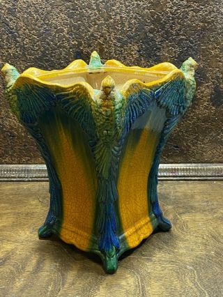 Vintage Large Parrot Vase / Antique Art Deco Bird Figural Planter Art Nouveau