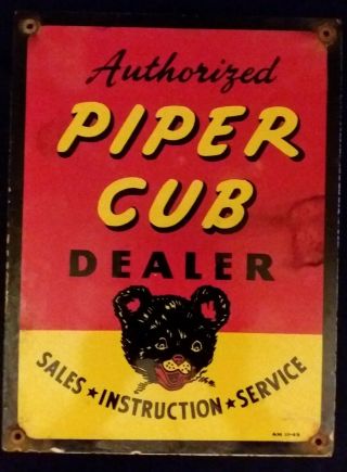Vintage Piper Cub Authorized Dealer Porcelain Advertising Sign