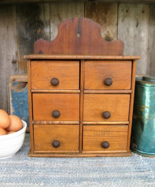Antique Wood Spice Cabinet Surface