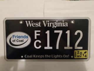 West Virginia License Plate Friends Of Coal Wild Wonderful Wv Wva Coal Icg 1712