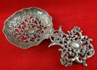 Antique Scandinavian 830 Fine Silver Pierced Spoon W/unicorns.  4 3/8” 18th /19th