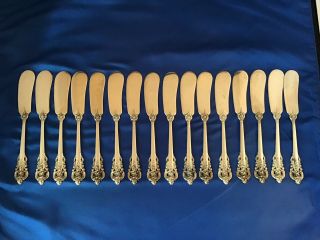 1 Set Of 4 Wallace Grande Baroque Sterling Silver Flat Butter Spreaders
