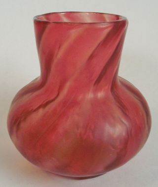 Antique French Cranberry Rose Pink Cristallerie De Pantin Art Nouveau Glass Vase