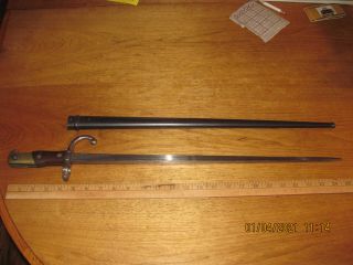 Antique 1877 French Gras Sword Bayonet And Scabbard Engraved