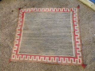 Antique 30 " X34 " Clear Field Navajo Single Saddle Blanket Lazy Lines Ca.  1905