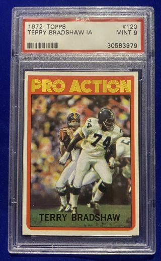 1972 Topps 120 Terry Bradshaw In Action Psa 9