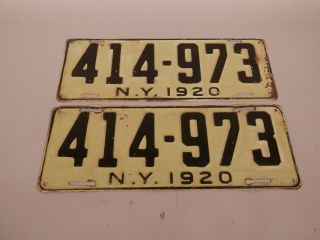 Rare Pair 1920 York License Plates Hard To Find Year