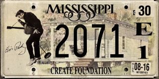 2015 Mississippi Elvis Presley License Plate