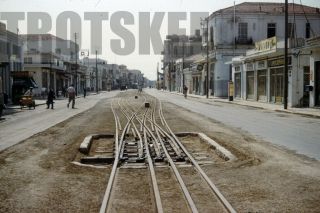 35mm Slide Ose Greece Railways Steam Narrow Gauge Street 1962 Greek