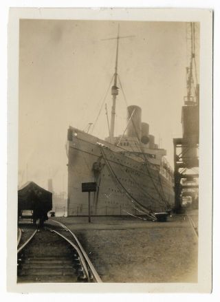 Rare 1933 Rms Mauretania W/ White Hull Photo,  Cunard Line,  Lusitania Sister Ship