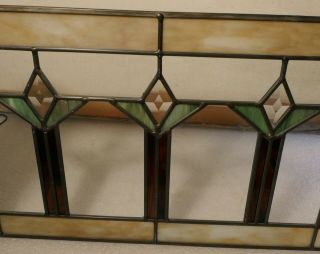 ANTIQUE ARCHITECTURAL ARTS AND CRAFTS STAINED GLASS WINDOW PANE 2
