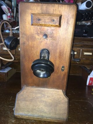 Antique Western Electric Wood Hand Crank Wall Telephone Phone Oak See Descriptio