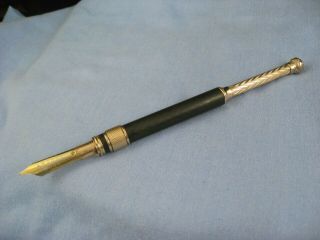 Antique Secretery Secretaries Gold Dip Pen & Unusual Twist Propelling Pencil