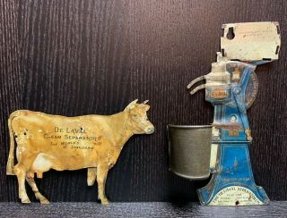 Antique 1908 Die Cut Tin Lithos De Laval Advertising Cow Dairy Milk Premium Sign
