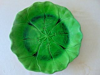 Stunning Minton Antique Majolica Green Water Lily Leaf Cake Plate - 10 1/2 "