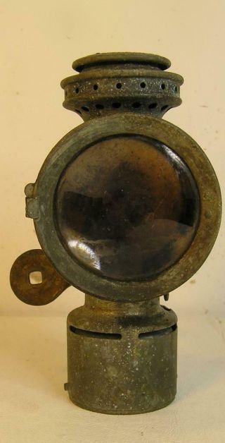 Antique Neverout Kerosene Safety Lamp - Bicycle Headlight - Patina Wear -