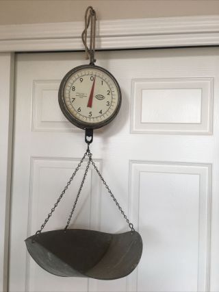 Vintage Chatillon Dial Face Hanging Merchants Scale 20 Pound Capacity Type 027