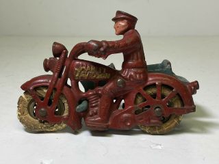 Antique Hubley Police Patrol Cast Iron Motorcycle Toy Harley Davidson Side Car 2