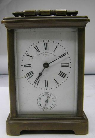 Antique Bigelow Kennard Boston Brass Carriage Alarm Clock - - - No Keys