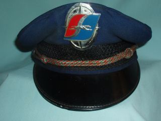 Vintage Greyhound Bus Driver Cap Hat With Badge Emblem Becnel Uniforms Navy Blue