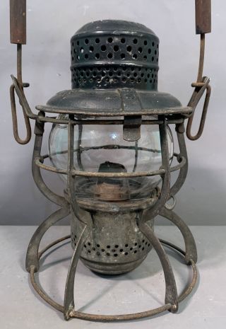 Antique Lirr Long Island York Railroad Oil Lantern Old Armspear Train Lamp