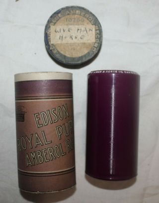 Antique Purple Edison Amberol Cylinder Record " Give A Man A Horse He Can Ride "