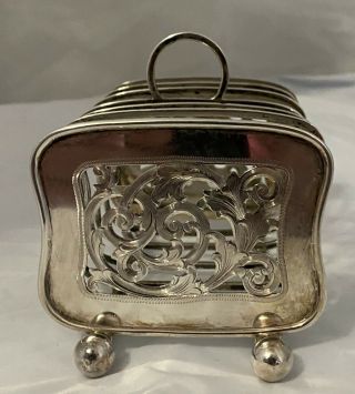 Theodore B Starr Sterling Silver Toast / Cake Holder 6 Slot Filigree Ends