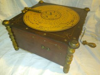 Antique,  Ariston Ehrlich Organette Hand Crank Music Box Disc Player Polyphon