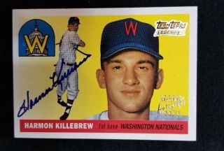 Harmon Killebrew Twins Nationals 2002 Topps Reprints Legends Autograph On Card