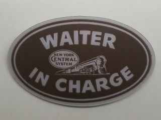Railroadiana York Central System Railroad " Waiter In Charge " Pinback Badge