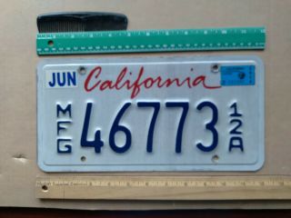 License Plate,  California,  2014,  Manufacturer,  Mfg 46773 12a