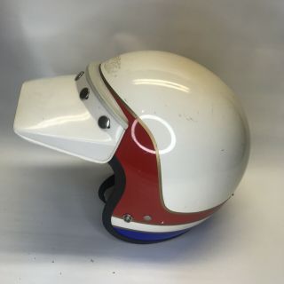 Vintage 1980’s Hondaline Shoei Pro Honda Mx Stag Helmet White Red Blue W/ Visor