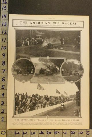 1906 American Cup Auto Race Car Vanderbilt Long Island Eliminate Trial Photovg87