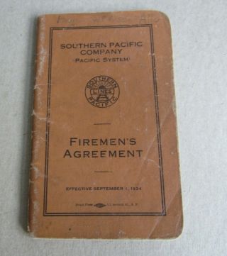 Old Vintage 1924 - S.  P.  Railroad - Rule / Agreement Book - Firemen 