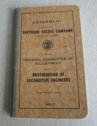Old Vintage 1942 - S.  P.  Railroad - Rule / Agreement Book - Locomotive Engineers